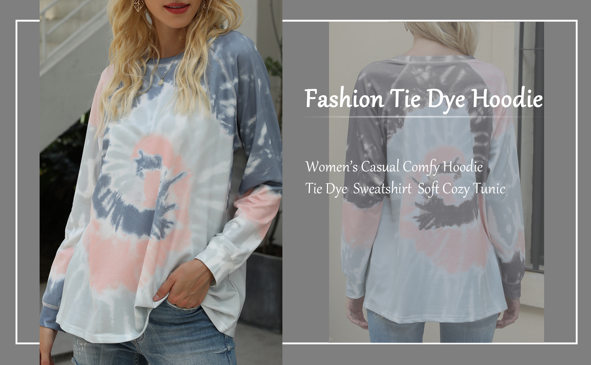 womens tie dye fashion sweatshirt tops